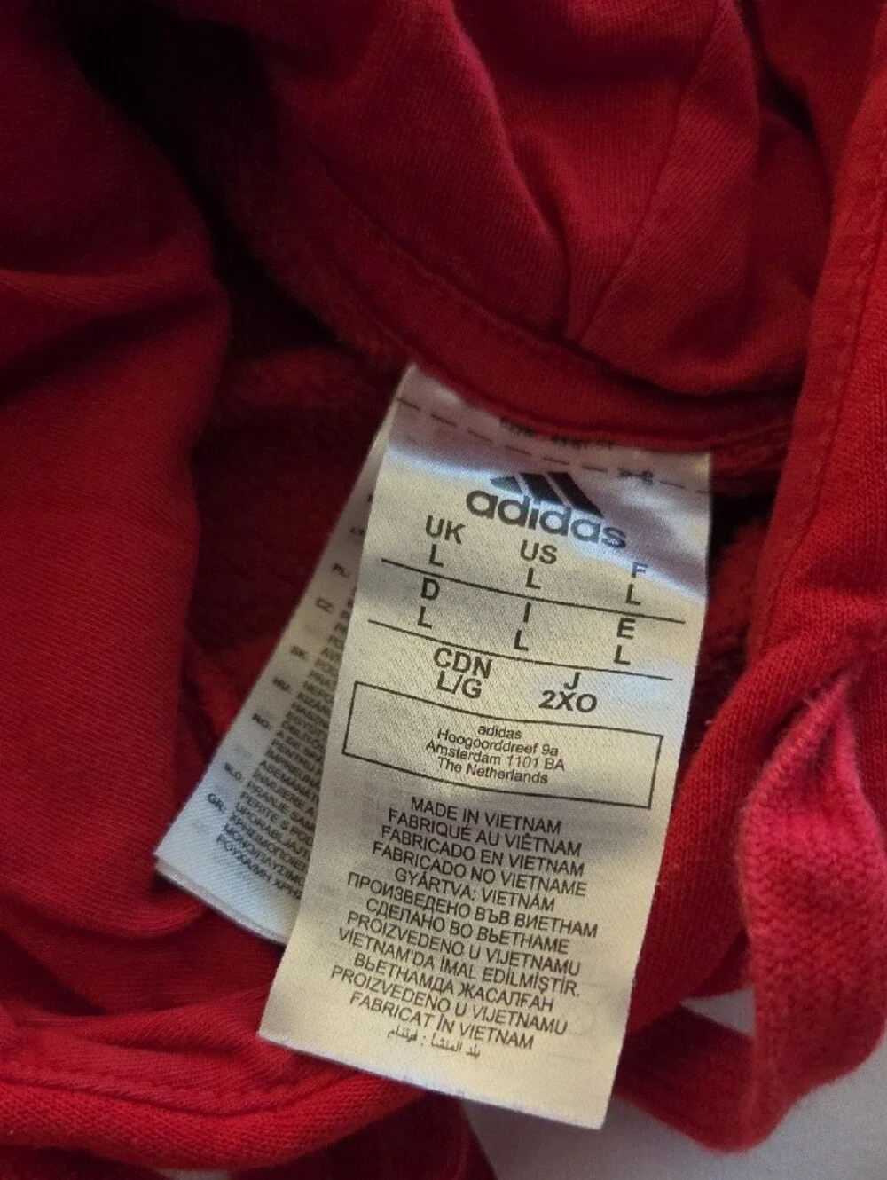 adidas Men’s Red Crewneck Hoodie with White Logo